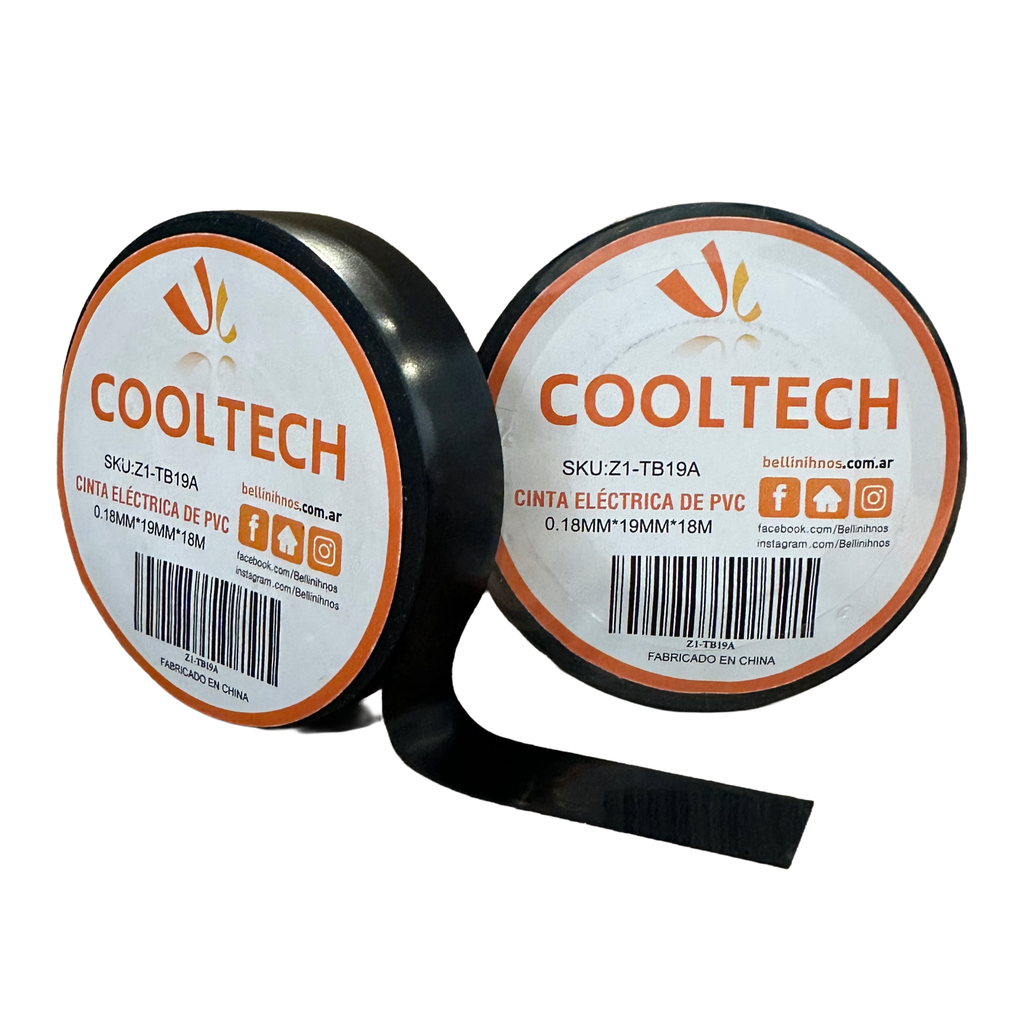 Cinta Aisladora Cooltech  Negra PVC 18 Mts 