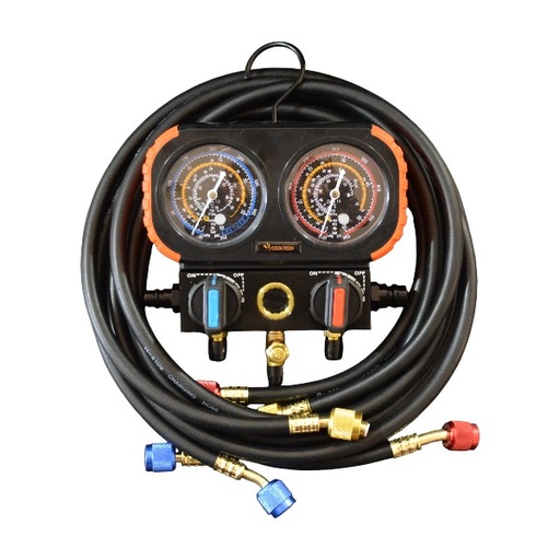 [GGT-360A-R410] Manifold Cooltech R32/134/410/407 Con Mangueras